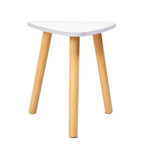 TARKAN Small Modern Wooden End Table for Living Room, Home, Office - Easy Assembly, White (30cm, Triangle) - Image 1