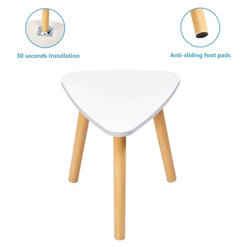 TARKAN Small Modern Wooden End Table for Living Room, Home, Office - Easy Assembly, White (30cm, Triangle) - Image 2