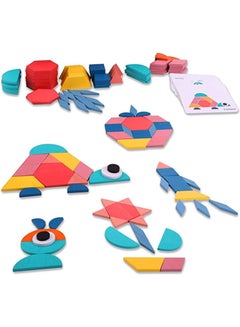 SYOSI Wooden Pattern Blocks Set, Tangram Puzzles for Kids, 180 Pcs ...