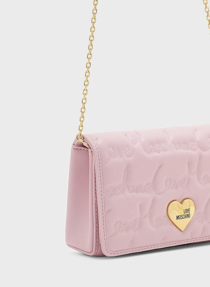 Love Moschino Chain Detailed Flap Over Clutche