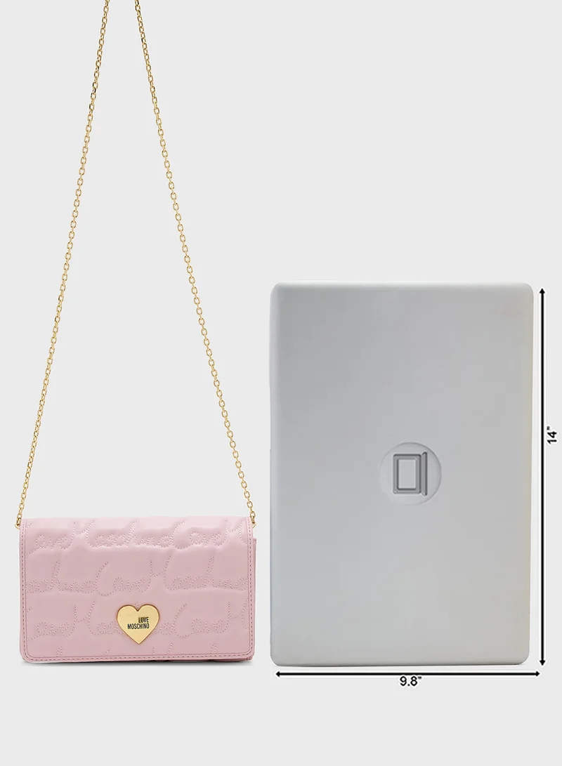 Love Moschino Chain Detailed Flap Over Clutche