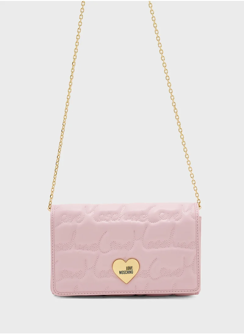 Love Moschino Chain Detailed Flap Over Clutche