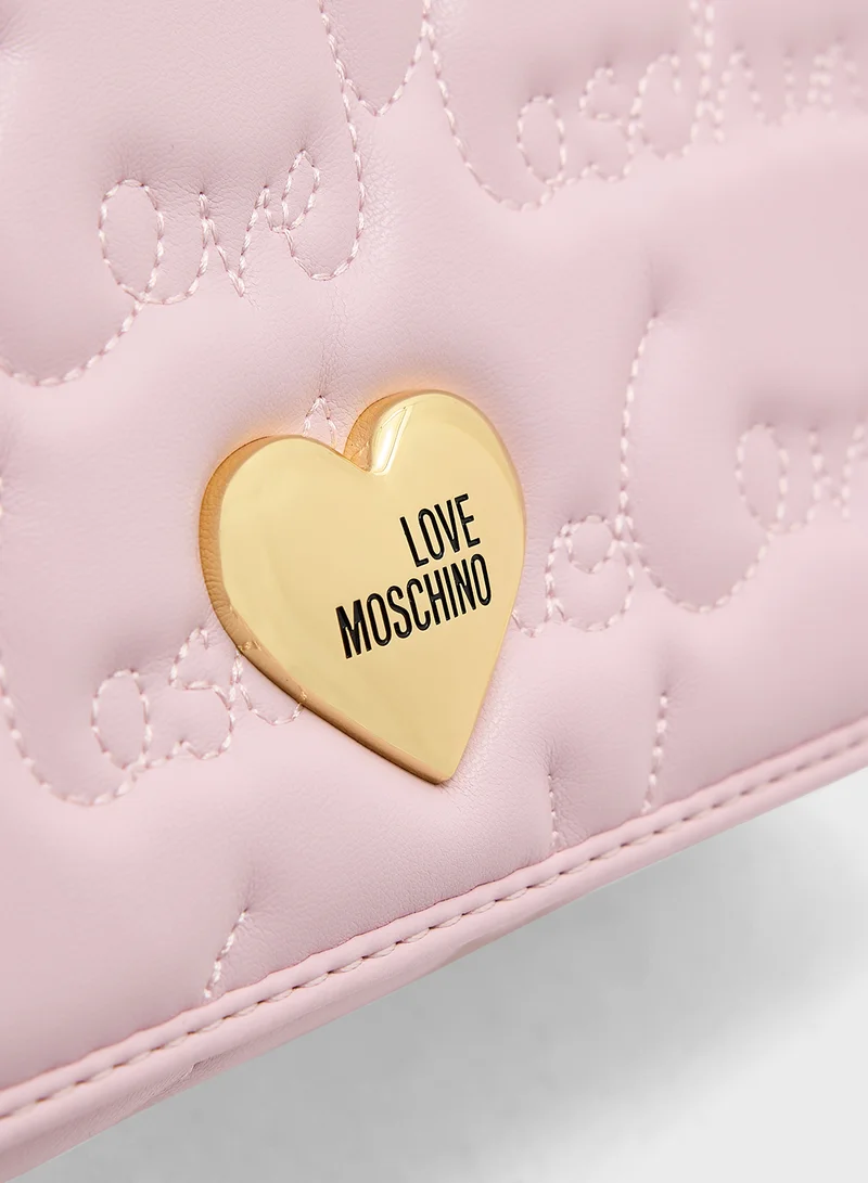 Love Moschino Chain Detailed Flap Over Clutche