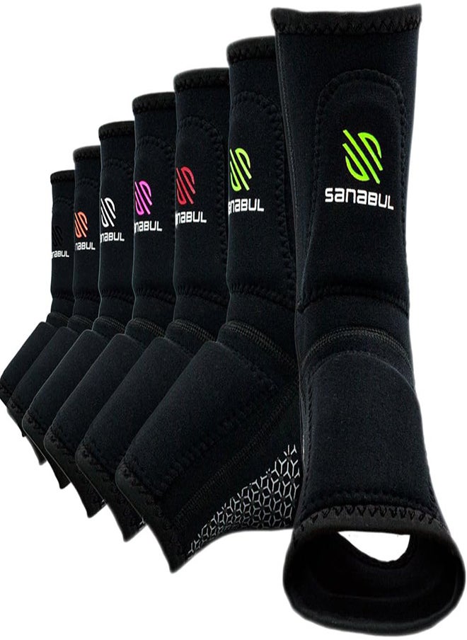 Sanabul  Essential Striking Gel Ankle Guard for MMA Kickboxing | Ankle Sleeves for Men & Women | MMA Kickboxing Muay Thai Ankle Support and Protection (Pair) (Green, S/M)  - Image 1