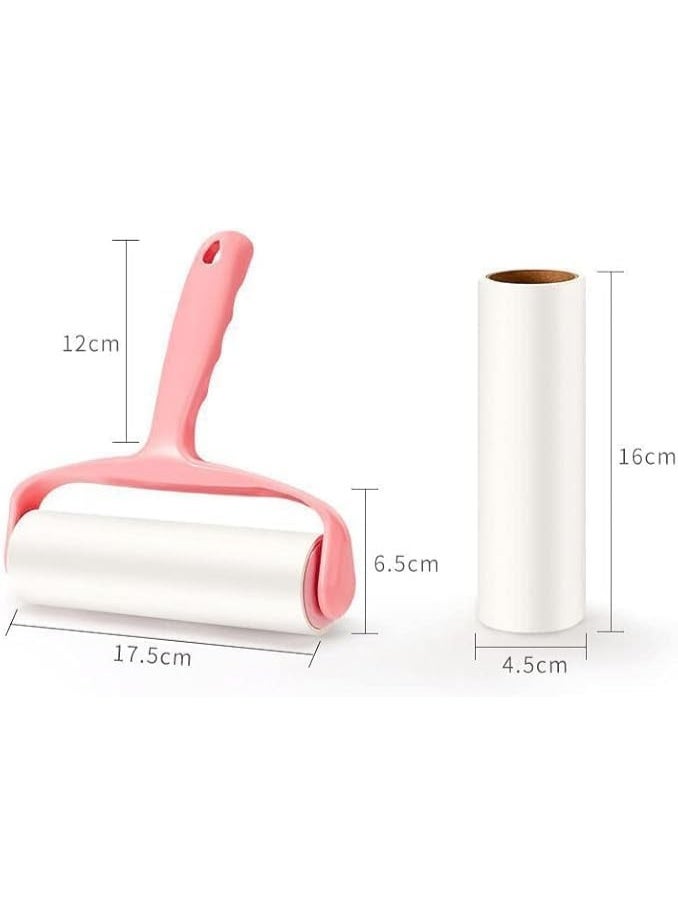 Lint Roller Brush with 2 Refills, for Pet Hair, Fuzz and Dust in Clothes, Upholstery, Lampshade and Car Seats, Portable Sticky Roller with Comfortable Handle and Cleaning Paper, Pink - Image 5