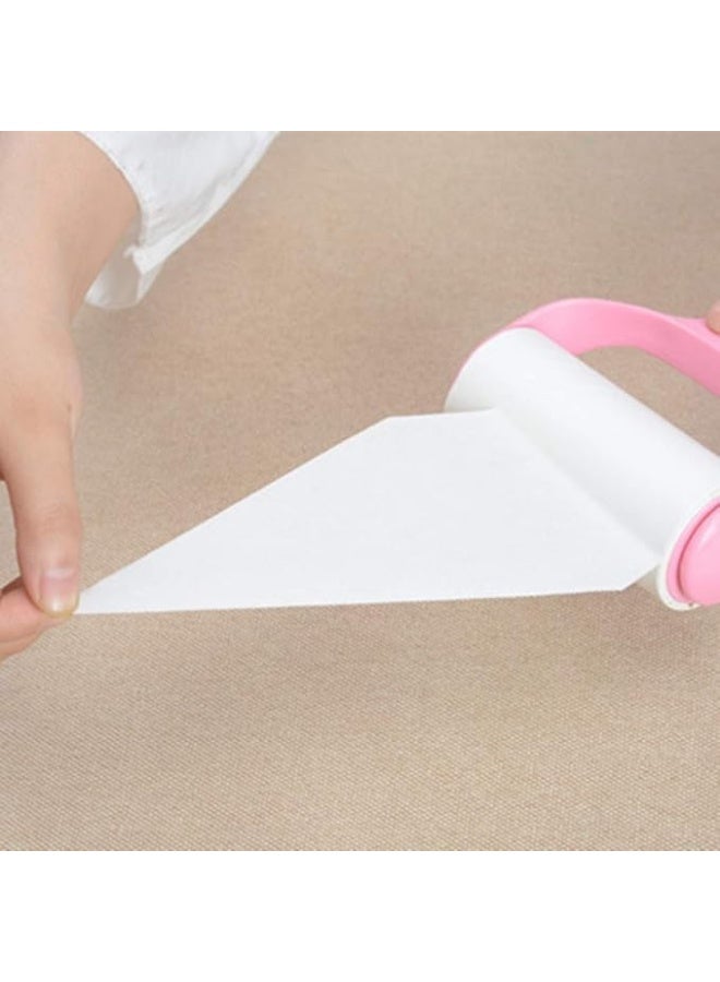 Lint Roller Brush with 2 Refills, for Pet Hair, Fuzz and Dust in Clothes, Upholstery, Lampshade and Car Seats, Portable Sticky Roller with Comfortable Handle and Cleaning Paper, Pink - Image 3