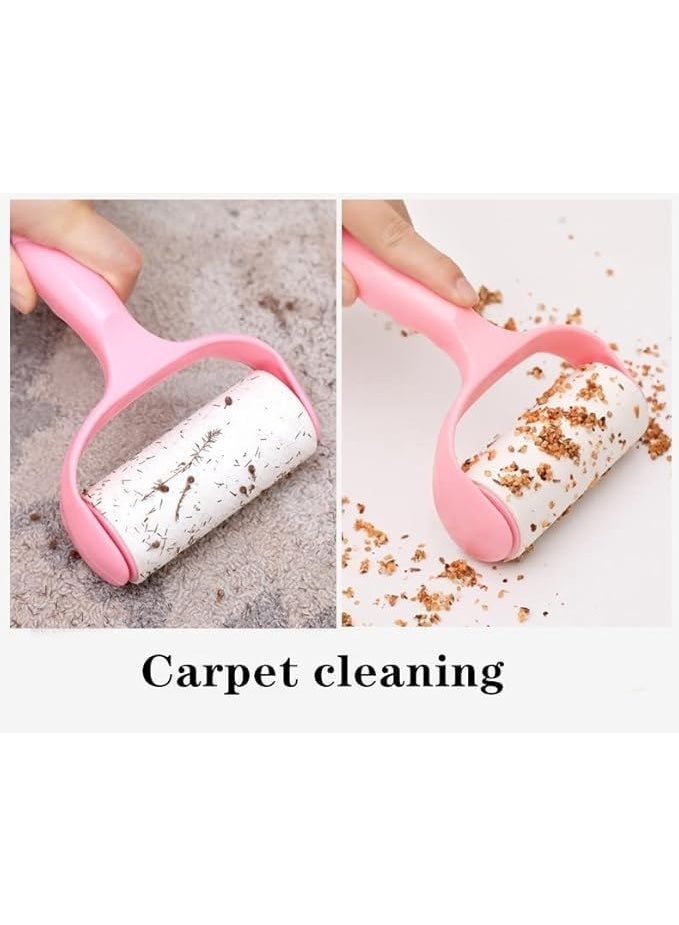 Lint Roller Brush with 2 Refills, for Pet Hair, Fuzz and Dust in Clothes, Upholstery, Lampshade and Car Seats, Portable Sticky Roller with Comfortable Handle and Cleaning Paper, Pink - Image 2