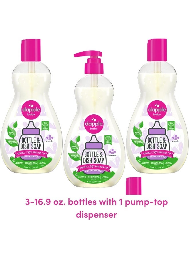 dapple صابون زجاجات الأطفال من دابل، صابون أطباق مضاد للحساسية لزجاجات الأطفال، مدعوم بالنباتات، لافندر، 16.9 أونصة سائلة (عبوة من 3) - Image 3