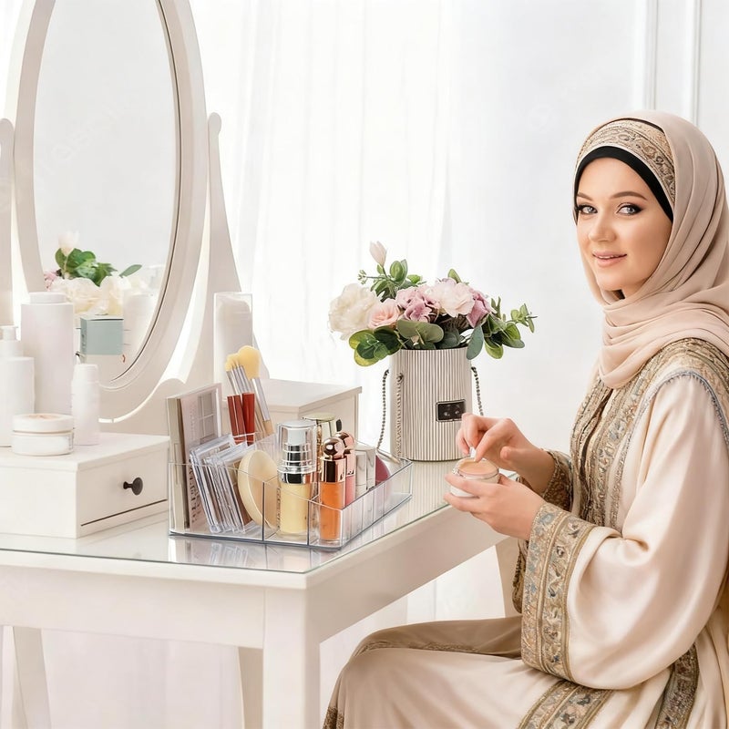 أيهي آرون 1 منظّم مكياج شفاف من طبقة واحدة، تخزين مستحضرات التجميل لطاولة الزينة ومنضدة الحمام، حامل تجميل لأحمر الشفاه وفرشاة العناية بالبشرة (طبقة واحدة) - Image 5