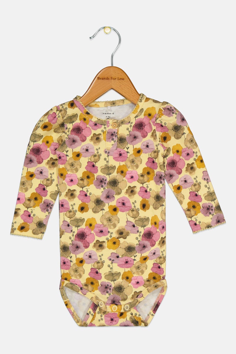 NAME IT Toddlers Girl Floral Print Bodysuit, Multicolor - Image 1