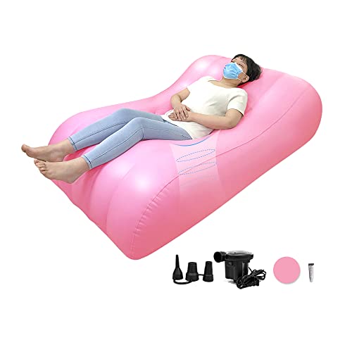 AOSSA BBL Bed After Surgery for Sleeping, Mattress with Hole, BBL Inflatable Chair for Butt, Brazilian Butt Lift Recovery Pillow Post Surgery, Blow Up Bed with Hole, Air Mattress Sofa Couch (Pink) - Image 1