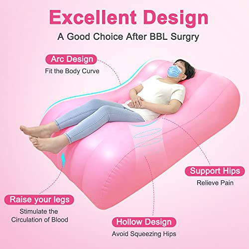 AOSSA BBL Bed After Surgery for Sleeping, Mattress with Hole, BBL Inflatable Chair for Butt, Brazilian Butt Lift Recovery Pillow Post Surgery, Blow Up Bed with Hole, Air Mattress Sofa Couch (Pink) - Image 4