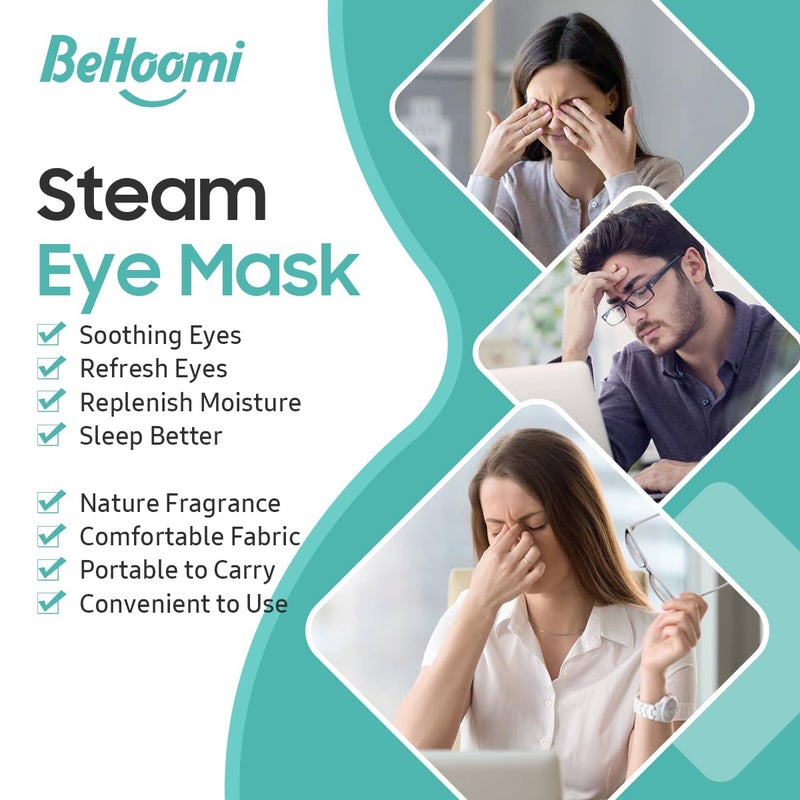 BeHoomi 30Packs Steam Eye Mask, Heated Eye Mask Warm Compress for Eyes, Self Heating Disposable Steam Mask for Home Sleep, Spa, Travel Essentials & Relaxation Gifts, Stocking Stuffers (Unscented) - Image 3