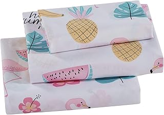 Linen Plus Sheet Set Kids/Teens Flamingo Pineapple Banana Watermelon Hibiscus Tropical Leaf Pink Yellow White New # - Image 1