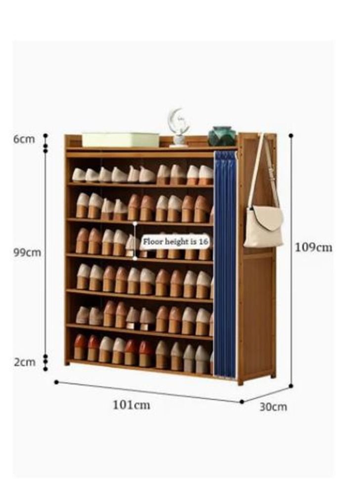 Generic Shoe Rack Wooden Shoe Rack Organizer 7 Tier Shoe Storage Shelf Free Standing Shoe Cabinet for Closet, Entryway, Hallway, Balcony, Bedroom - Image 2