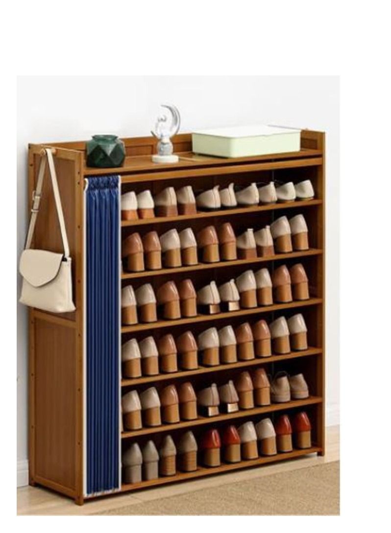 Generic Shoe Rack Wooden Shoe Rack Organizer 7 Tier Shoe Storage Shelf Free Standing Shoe Cabinet for Closet, Entryway, Hallway, Balcony, Bedroom - Image 1