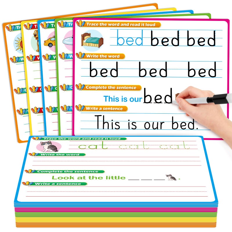 PraxiKidy CVC Word Games Sentence Building for Kids Handwriting Practice Sight Words Writing Tracing Phonics Flash Cards Pre k Preschool Kindergarten Learning Activities Homeschool Special Education - Image 3