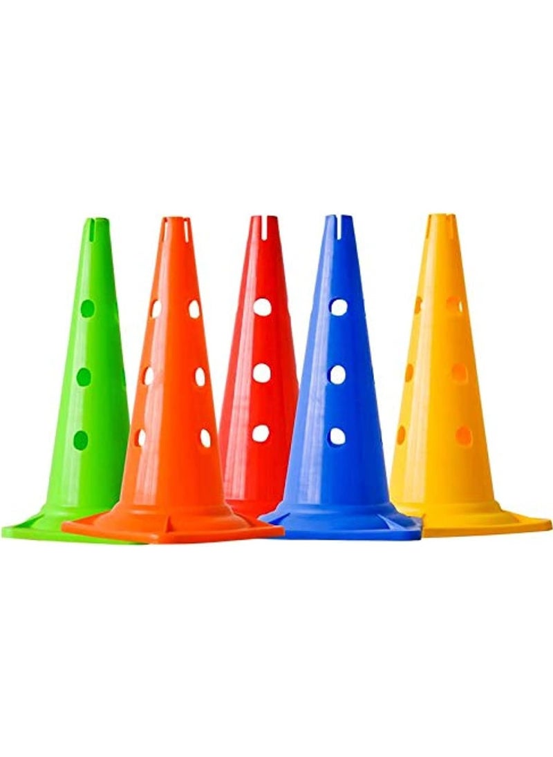 Generic Cones with holes for soccer training, size 30 cm, 5 colored cones.  - Image 1