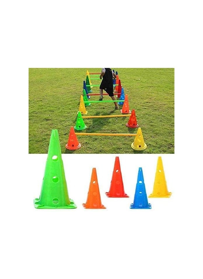 Generic Cones with holes for soccer training, size 30 cm, 5 colored cones.  - Image 2