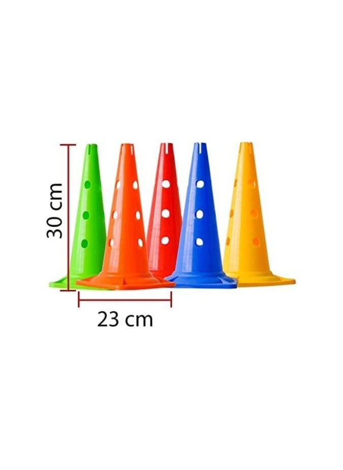 Generic Cones with holes for soccer training, size 30 cm, 5 colored cones.  - Image 3