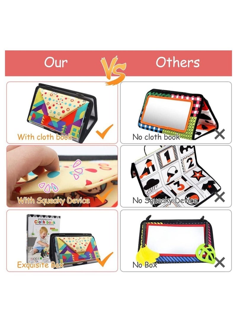 NIBEMINENT Baby Mirror Toys,High Contrast Black, White Color Developmental Sensory Perception Toy for Baby,Toys with Crinkle Cloth Book and Teethers, Crawling Activity Mat Floor - Image 4