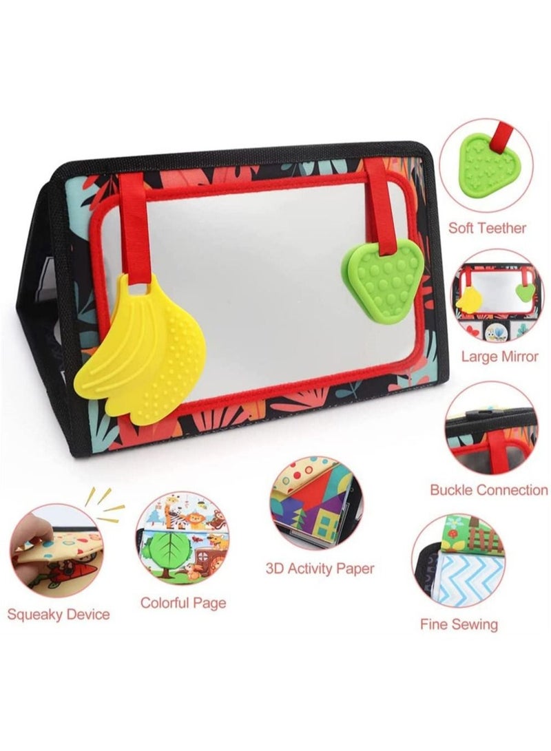 NIBEMINENT Baby Mirror Toys,High Contrast Black, White Color Developmental Sensory Perception Toy for Baby,Toys with Crinkle Cloth Book and Teethers, Crawling Activity Mat Floor - Image 3