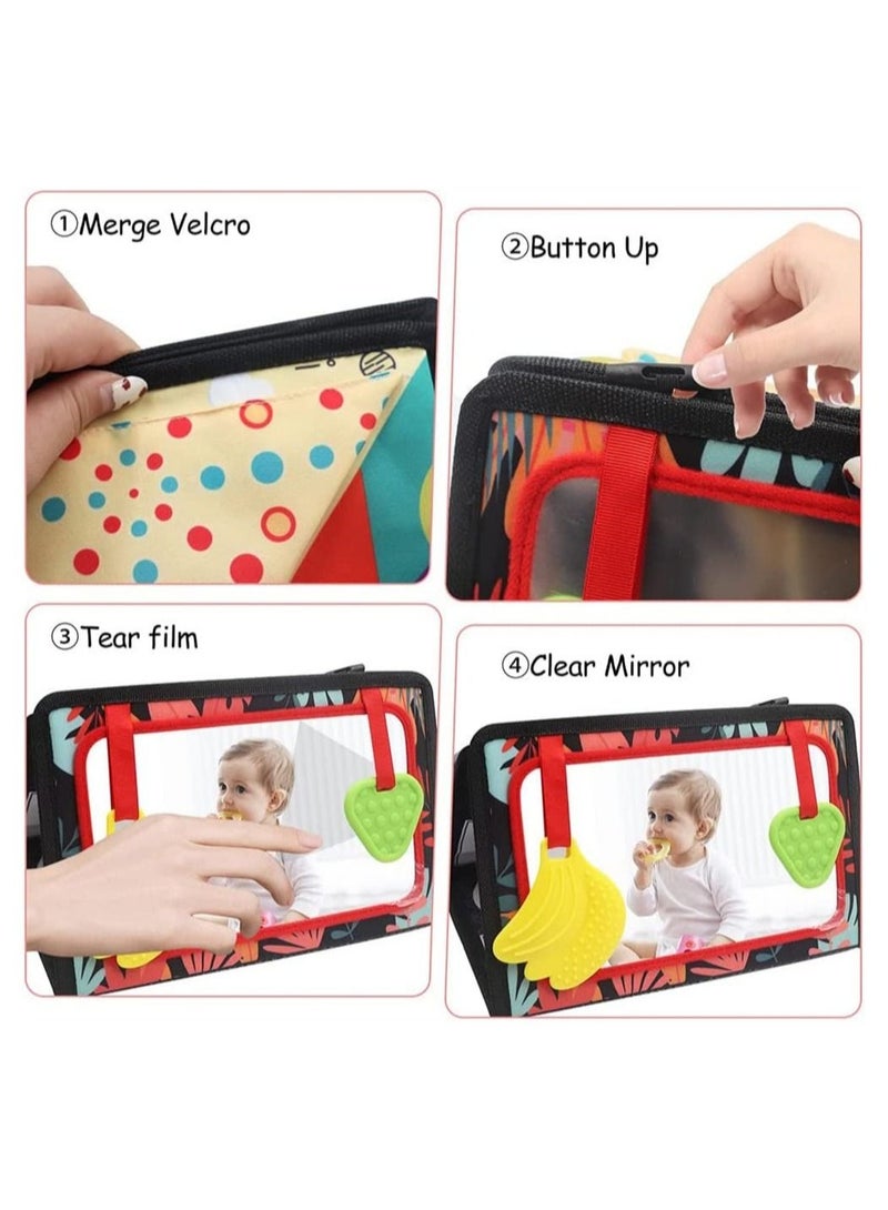 NIBEMINENT Baby Mirror Toys,High Contrast Black, White Color Developmental Sensory Perception Toy for Baby,Toys with Crinkle Cloth Book and Teethers, Crawling Activity Mat Floor - Image 2