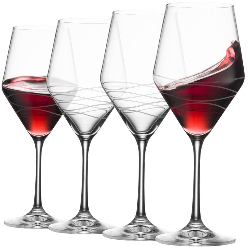 Red Wine Glasses Set Of 4  Chic Long Stem 20 Ounce Wine Glass Set Made From Crystal Clear Glass  Great Wine Gift For Wedding Anniversary Christmas Birthday  Made In Europe