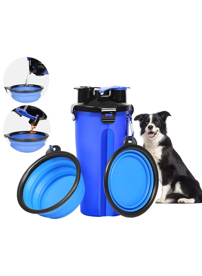 Neostyle Neostyle Portable Dog Water Bottle with 2 Collapsible Silicone Bowls Blue  - Image 1