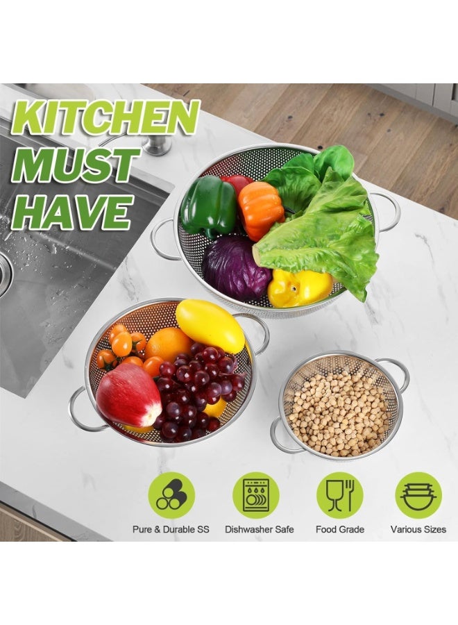 MOMENT MOMENT Multipurpose Stainless Steel Colander 31.5 CM Strainer Drainer with Handle for Kitchen/Draining Pasta/Rinsing Vegetables Fruits, Heavy Duty & Dishwasher Safe  - Image 3