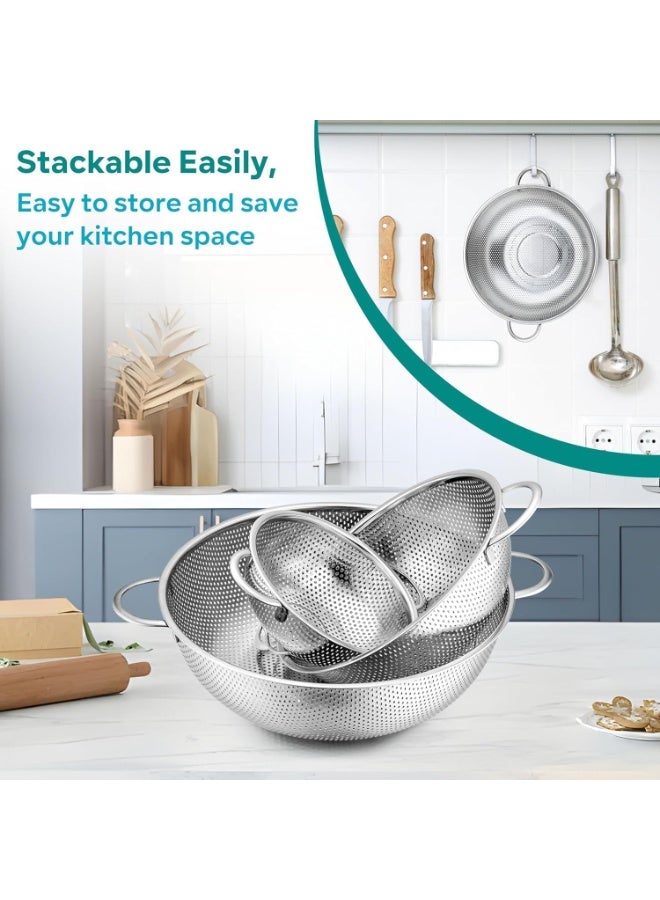 MOMENT MOMENT Multipurpose Stainless Steel Colander 31.5 CM Strainer Drainer with Handle for Kitchen/Draining Pasta/Rinsing Vegetables Fruits, Heavy Duty & Dishwasher Safe  - Image 5