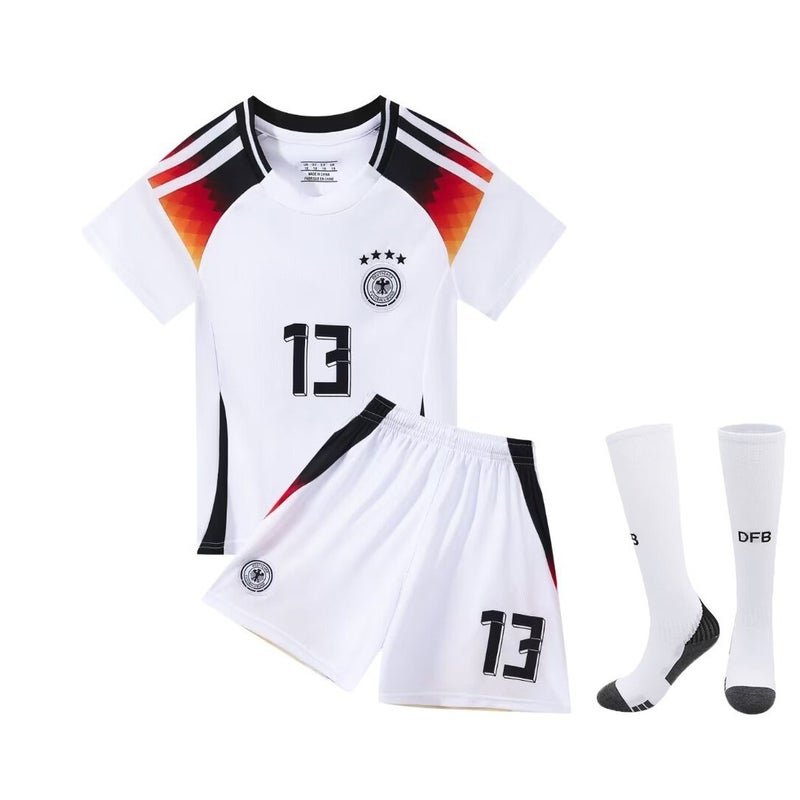 24-25 زي منتخب ألمانيا الأبيض رقم 13 لكرة القدم للأطفال والبالغين مقاس 14 ياردة-3XL - Image 4