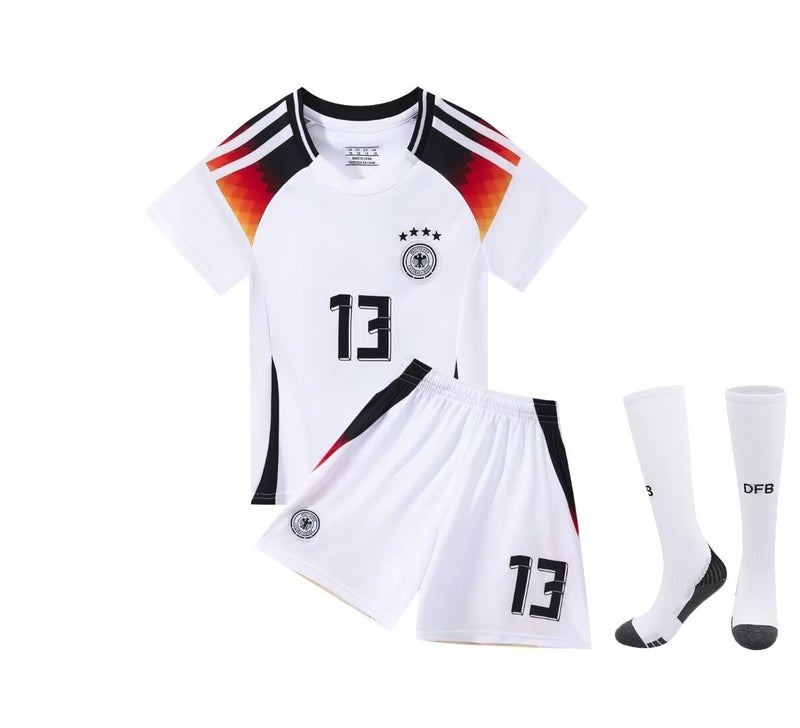 24-25 زي منتخب ألمانيا الأبيض رقم 13 لكرة القدم للأطفال والبالغين مقاس 14 ياردة-3XL - Image 1