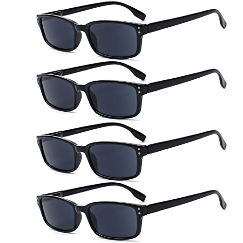 Kerecsen 4 Pack Reading Glasses for Men and Women with Spring Hinges, Lightweight Black Rectangular Readers Eyeglasses (4 Pack 4Black/Gray Lens, 2.0, x) - Image 1