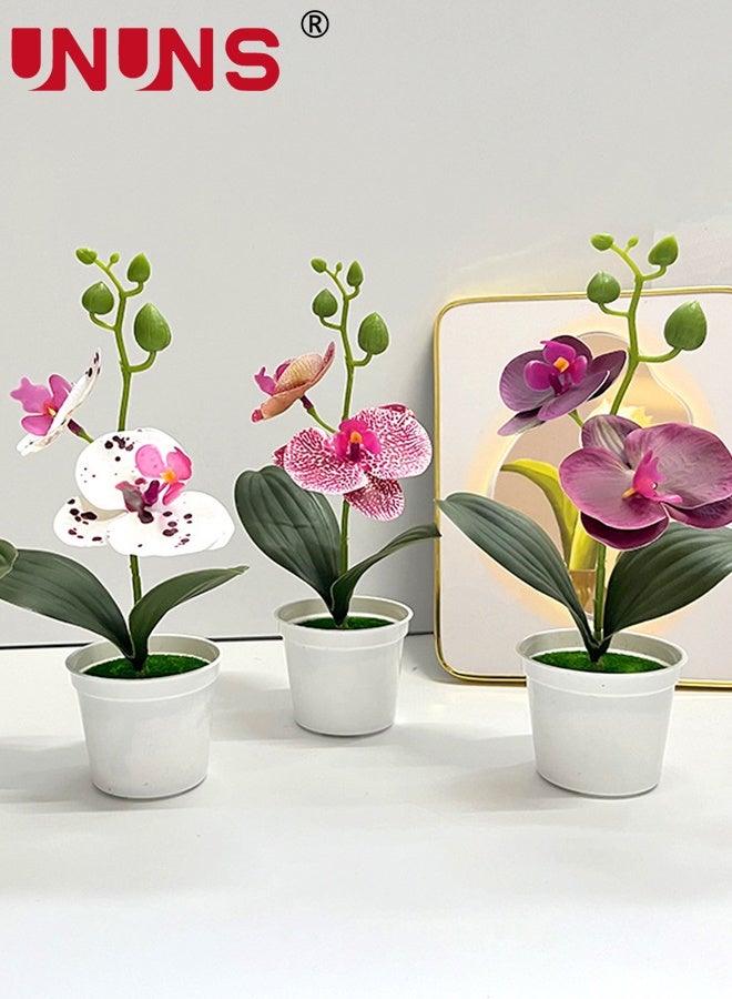 UNUNS Fake Plants Potted,4pcs Artificial Orchid Potted Plant Set,Faux Flowers,Artificial Phalaenopsis potted plants,Plastic Flowers for Office Living Room Study Room Party Wedding Decorations Room,25x13cm - Image 2