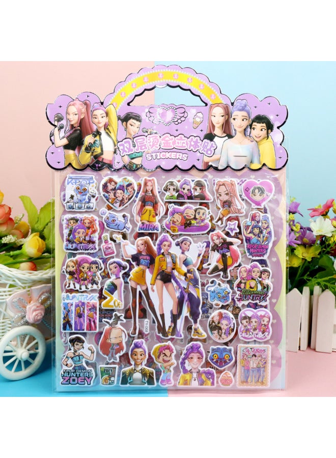 Children's Cartoon Stickers Double-Layered Three-Dimensional   My  Kpop Huntress Girl Group Shanhaijing Stickers