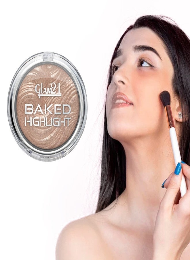 Glam 21 Glam21 Baked Highlighter|Silky Pigments|Mettalic Finish|Long Lasting Shimmer Look|Creamy Texture|Highly Blendable,Long Wear|Suitable for All Skin Type|8gm-01 - Image 5