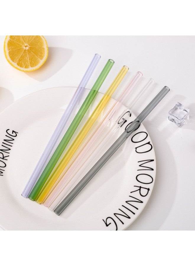 High Borosilicate Color Transparent Glass Straw Carton Set Environmental Protection Heat Resistant Milk Tea Straw Color Transparent Straw-Color:10*200 Green Elbow