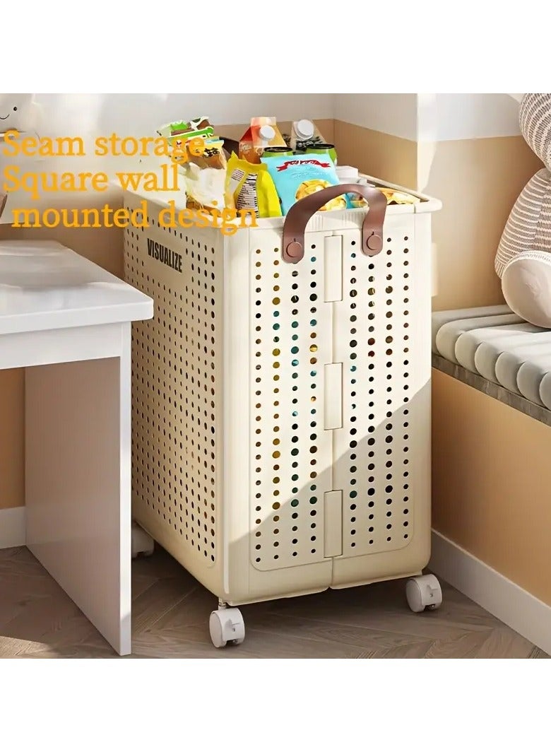 Bukela Foldable Laundry Baskets Without Lid - Pu Leather, Hand Washable, Solid Color, Multi-Functional Portable Dirty Clothes Hamper With Wheels For Bathroom & Balcony Storage - Image 5