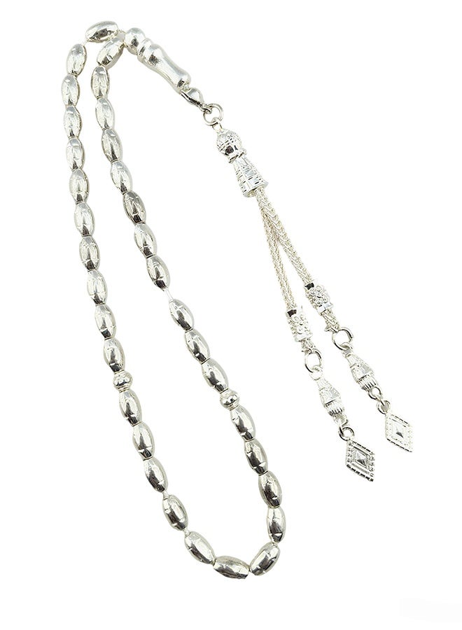 هابي دي تسبيح 33 خرز صلاة 4*7 ملم فضي إسلامي إسلامي عربي شرابات فاخرة رائعة - Image 2