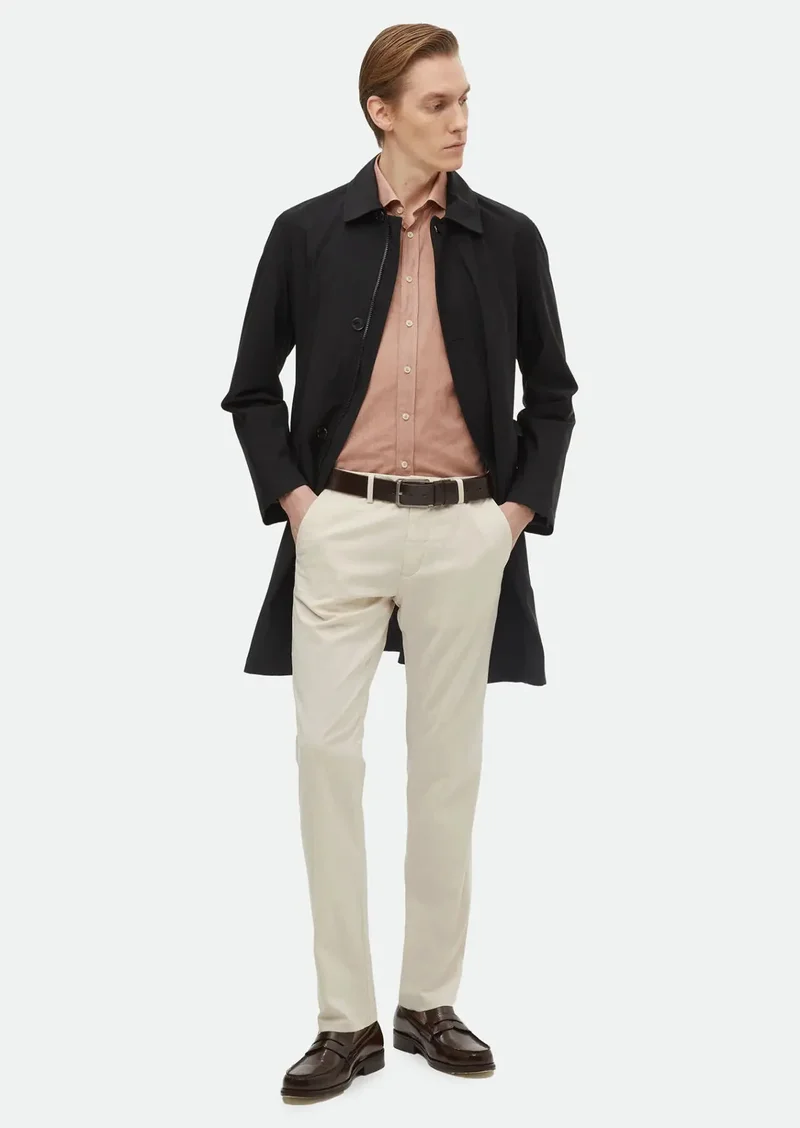 RAMSEY Ecru Weaving Regular Fit Casual Trousers