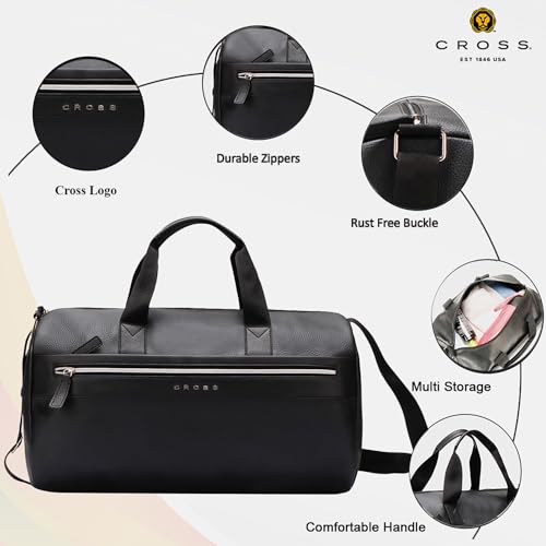 Cross Black Vegan Leather Duffel Bag for Men and Women (Unisex) - Image 3