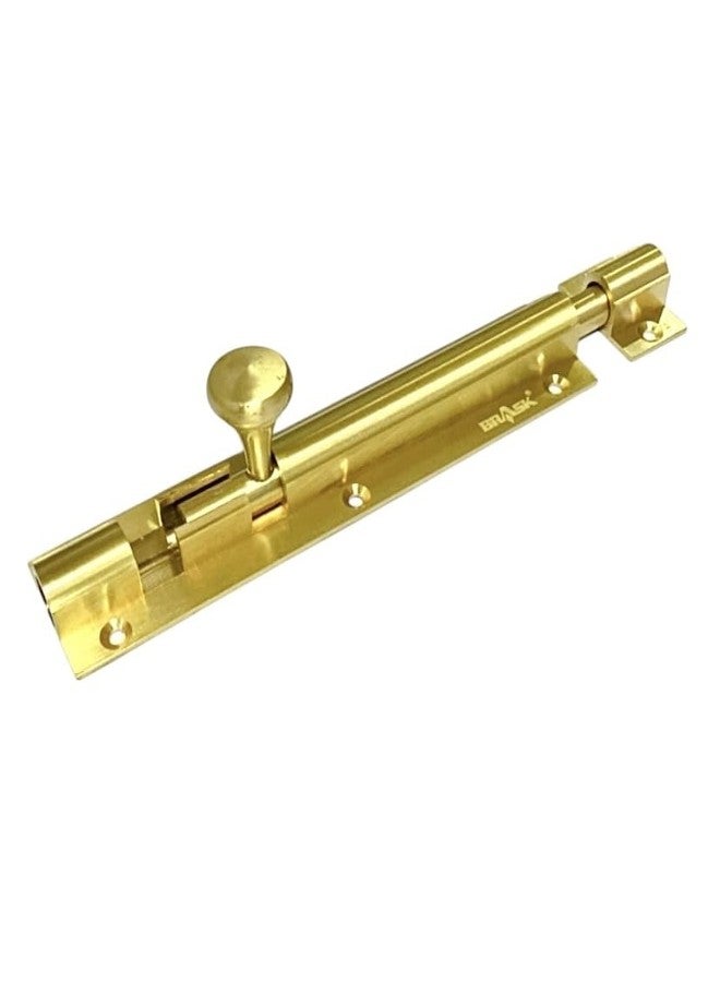 BRASK Solid Brass Tower Bolt with Fancy Matka Knob - 10 mm Rod in Golden Satin Finish with Screws | Heavy Duty Big Knob Bolt | Door Latch - Kundi/Chitakni/Latch/Chitkini (6 Inches, 1, Piece) - Image 5