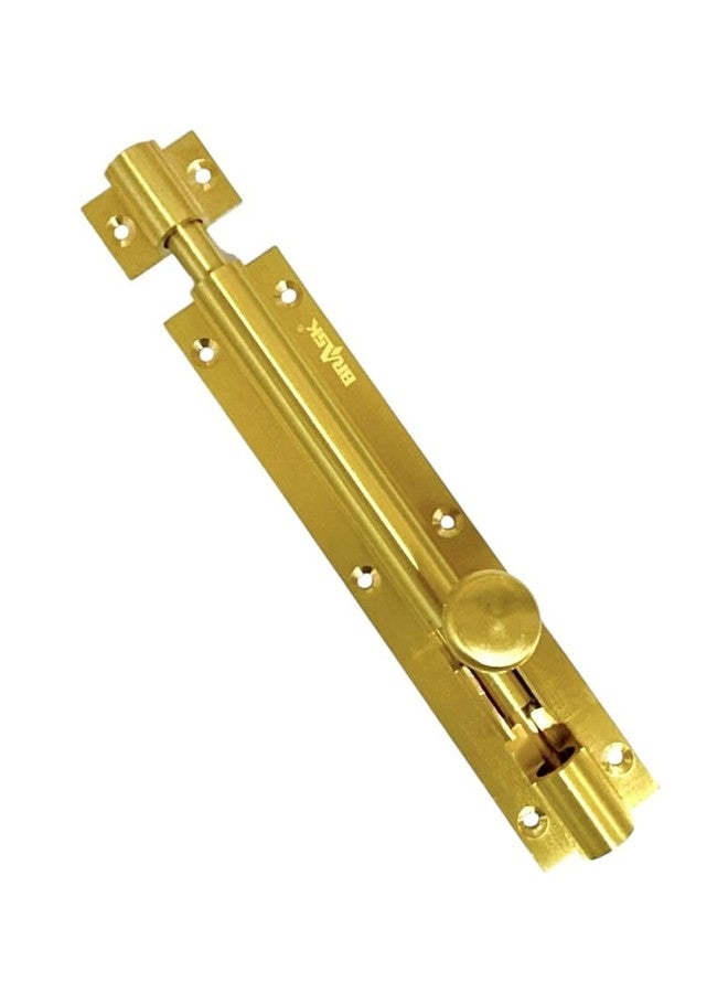 BRASK Solid Brass Tower Bolt with Fancy Matka Knob - 10 mm Rod in Golden Satin Finish with Screws | Heavy Duty Big Knob Bolt | Door Latch - Kundi/Chitakni/Latch/Chitkini (6 Inches, 1, Piece) - Image 3