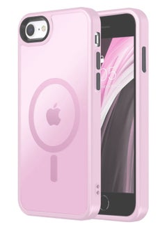 ماركة غير محددة حافظة مغناطيسية لهاتف iPhone 7/8 Plus متوافقة مع حافظة MagSafe ذات الحماية العسكرية ومضادة للصدمات وشفافة غير لامعة ومضادة للخدش ومضادة للصدمات (وردي)  - Image 1