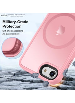 ماركة غير محددة حافظة مغناطيسية لهاتف iPhone 7/8 Plus متوافقة مع حافظة MagSafe ذات الحماية العسكرية ومضادة للصدمات وشفافة غير لامعة ومضادة للخدش ومضادة للصدمات (وردي)  - Image 4
