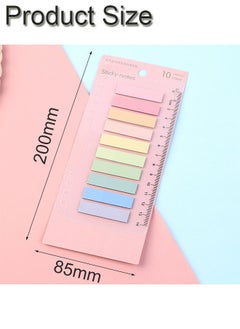 GBQ 600Pcs Adhesive Index Label With Transparent Soft Ruler 10 Color Pages Writable Page Label Flat Head Style Used For Page Marking Classification File Morandi Color  - Image 2