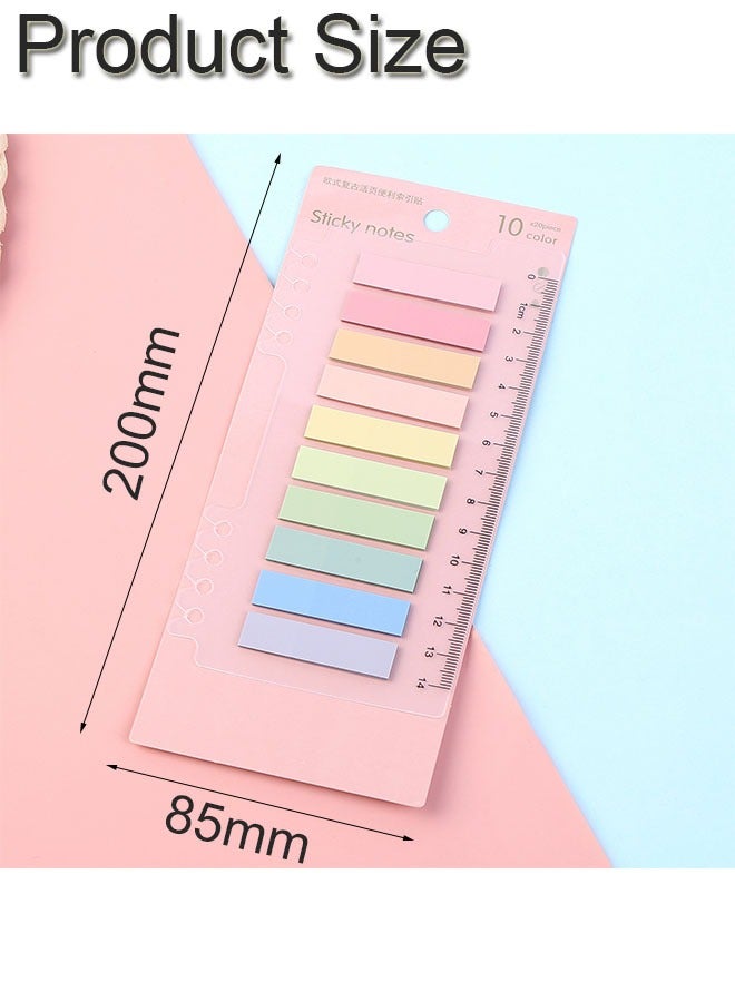 GBQ 600Pcs Adhesive Index Label With Transparent Soft Ruler 10 Color Pages Writable Page Label Flat Head Style Used For Page Marking Classification File Morandi Color - Image 2