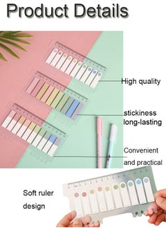 GBQ 600Pcs Adhesive Index Label With Transparent Soft Ruler 10 Color Pages Writable Page Label Flat Head Style Used For Page Marking Classification File Morandi Color  - Image 3