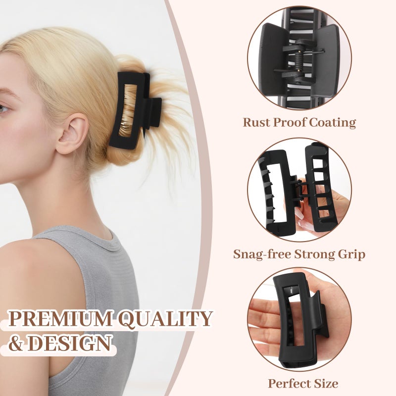 AuroTrends Matte Non-Slip Large Hair Clips for Women 8PCS (All Black), Durable Claw Clips for Women/Girls | Gift-Ready Neutral Hair Accessories for Daily & Special Occasions - Image 4